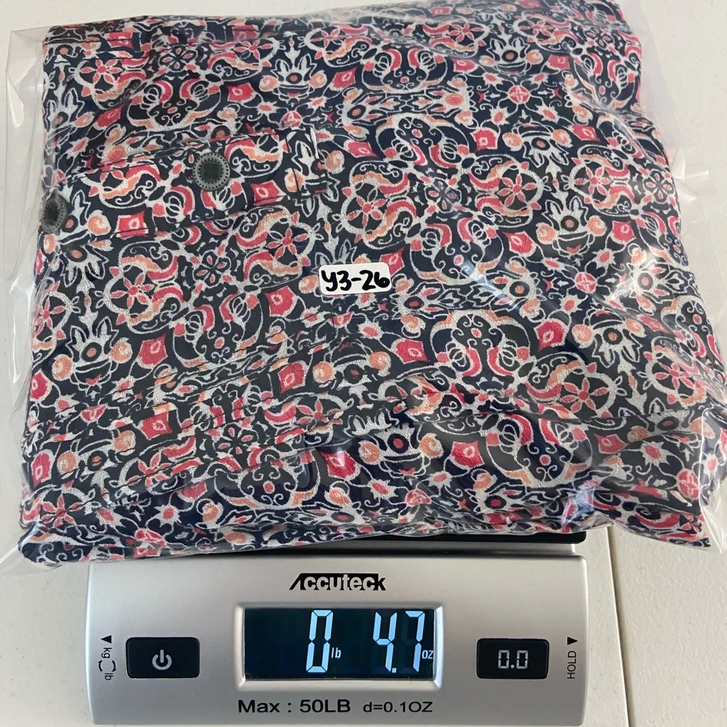 NWOT Westport women’s blue pink popover button neck tie sleeve floral blouse L‎ - Image 7