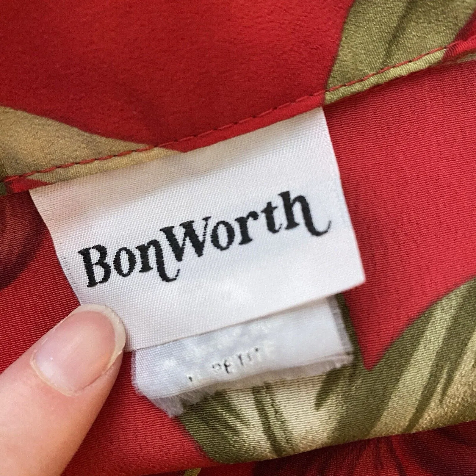 Vintage Bonworth Red Hawaiian Tropical Shirt Blouse Size Large Petite womens - Image 5