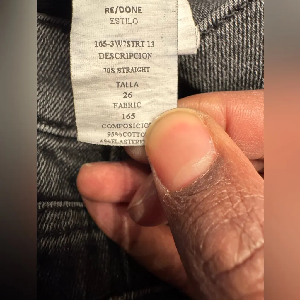 REDONE Black Wash 70’s Straight Leg Rock Encogimento Denim Women’s Jeans Size 26 - Image 13