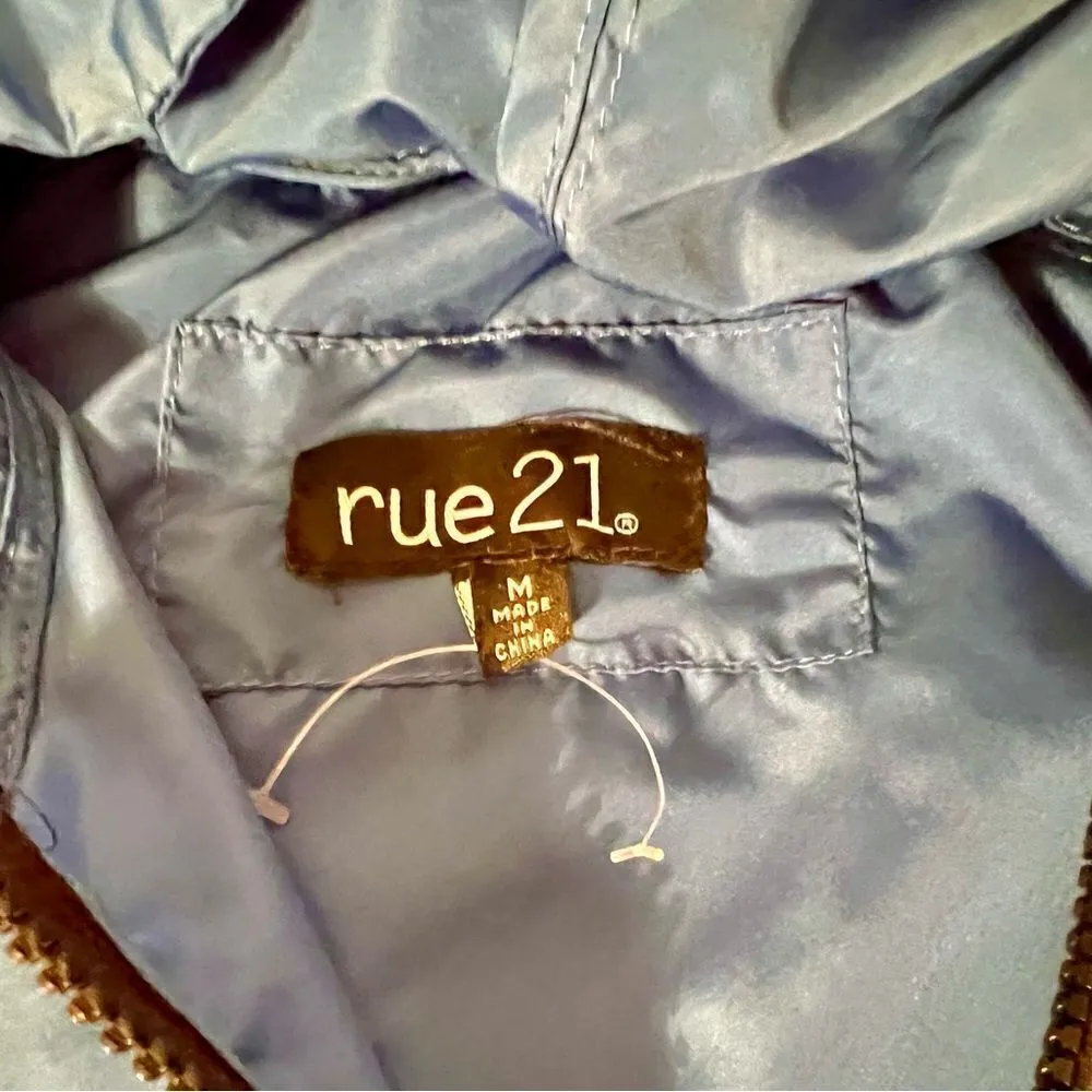 Y2K Rue 21 Savage Blue/White/Blk Medium Hoodie Windbreaker NWOT No String Hoodie - Image 5