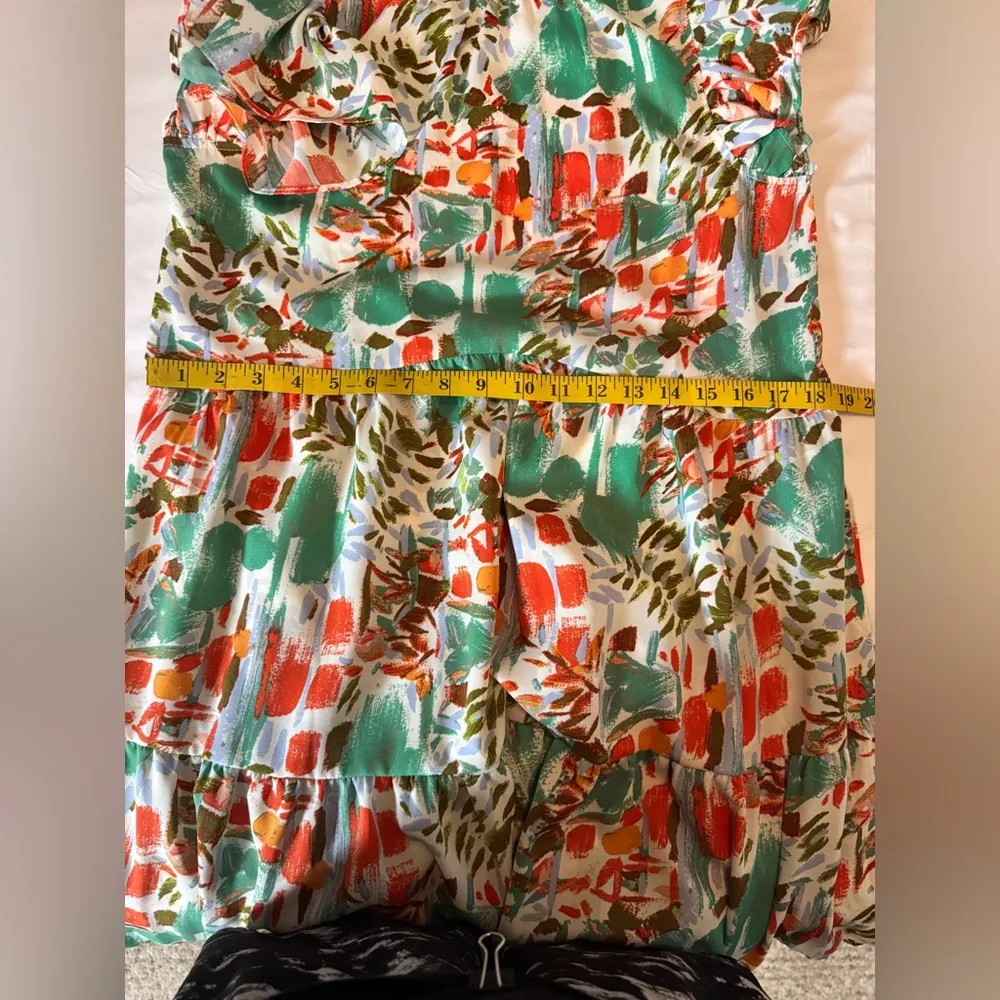 PINCH Green Floral Sleeveless Ruffle Women Size Medium High Low Dress. F21 - Image 11