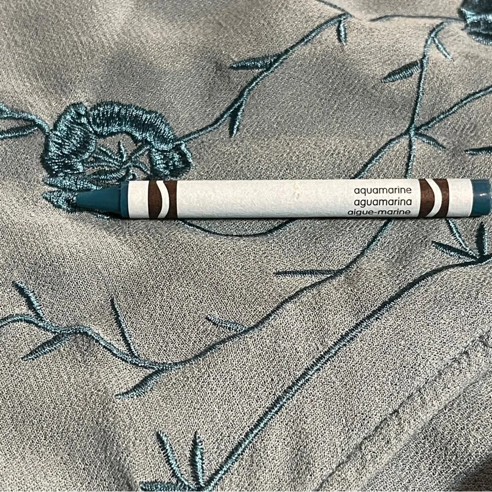 Lulu’s Island in the Sun Turquoise Blue Long Sleeve Embroidered Top Large - Image 6