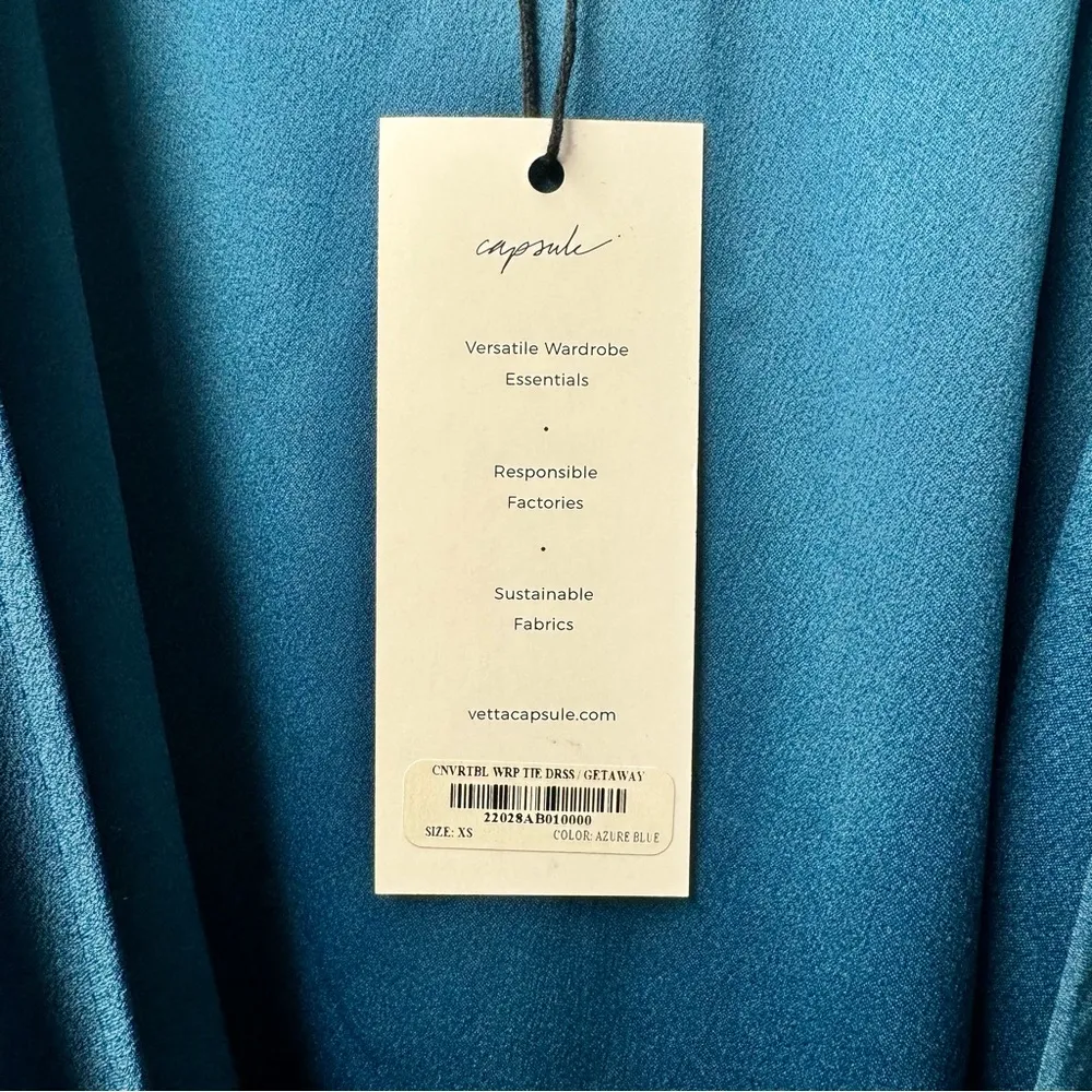 NEW VETTA The Convertible Wrap Tie Dress Getaway Midi Azure Blue XS NWT - Image 8