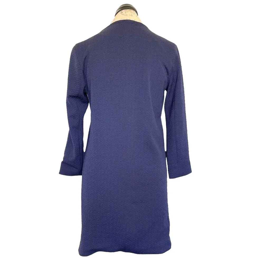 Harlowe & Graham Open Blazer Jacket Sz XS Blue Sides Zipper Seersucker Textured - Image 3