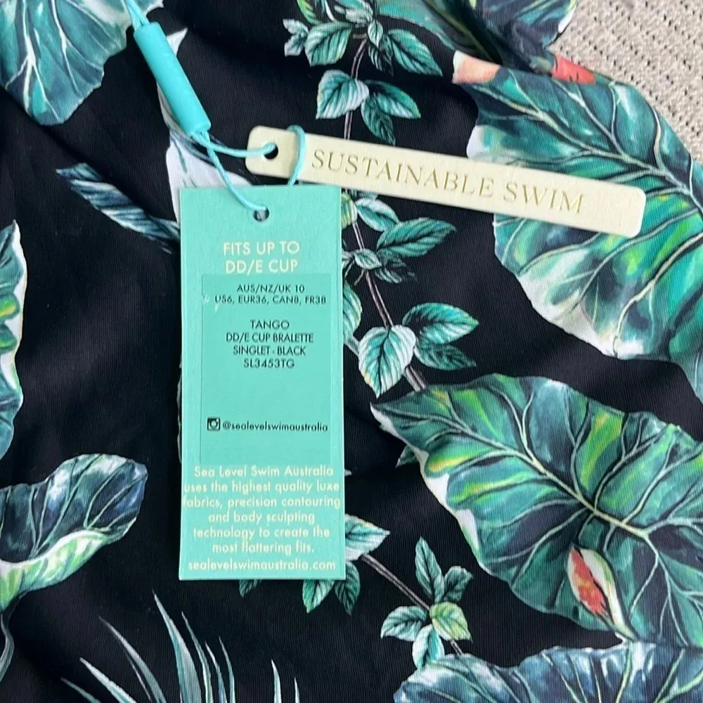 Sea Level Australia Tango DD/E cup bralette Singlet black tankini swim top Size 6 - Image 7