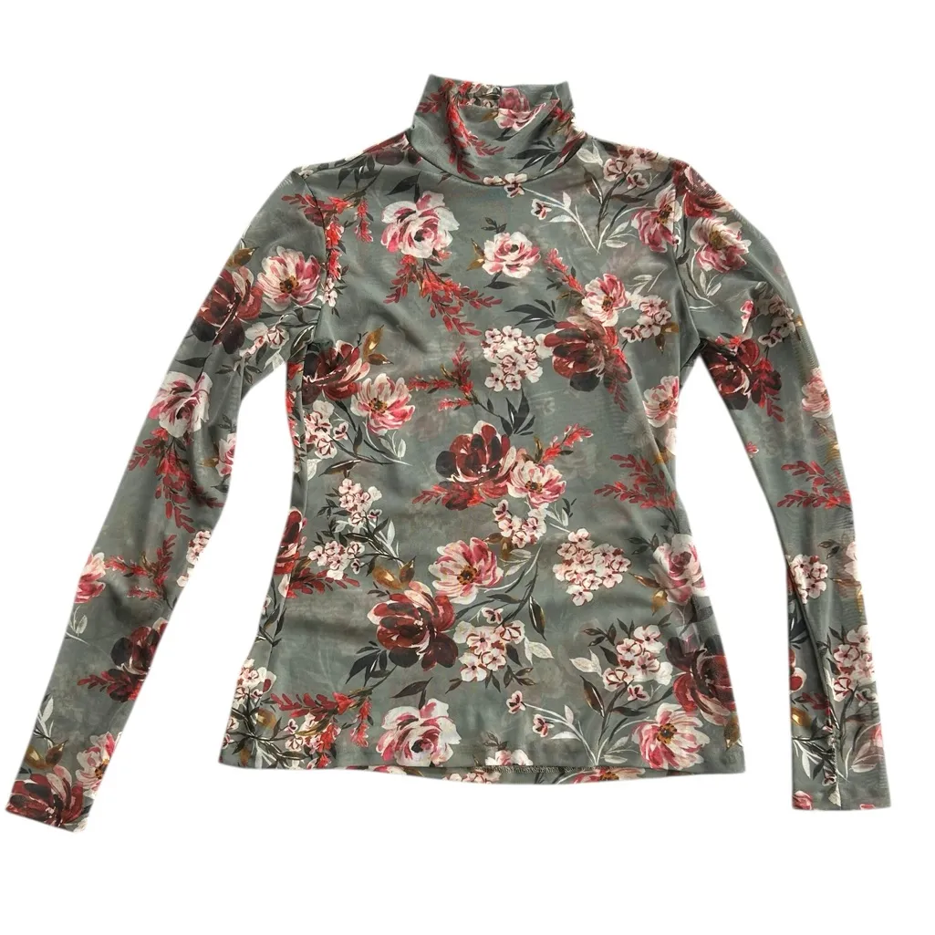 Amanda Uprichard Watson Top in Floral Lowery Mesh Long Sleeve Blouse Size M - Image 5