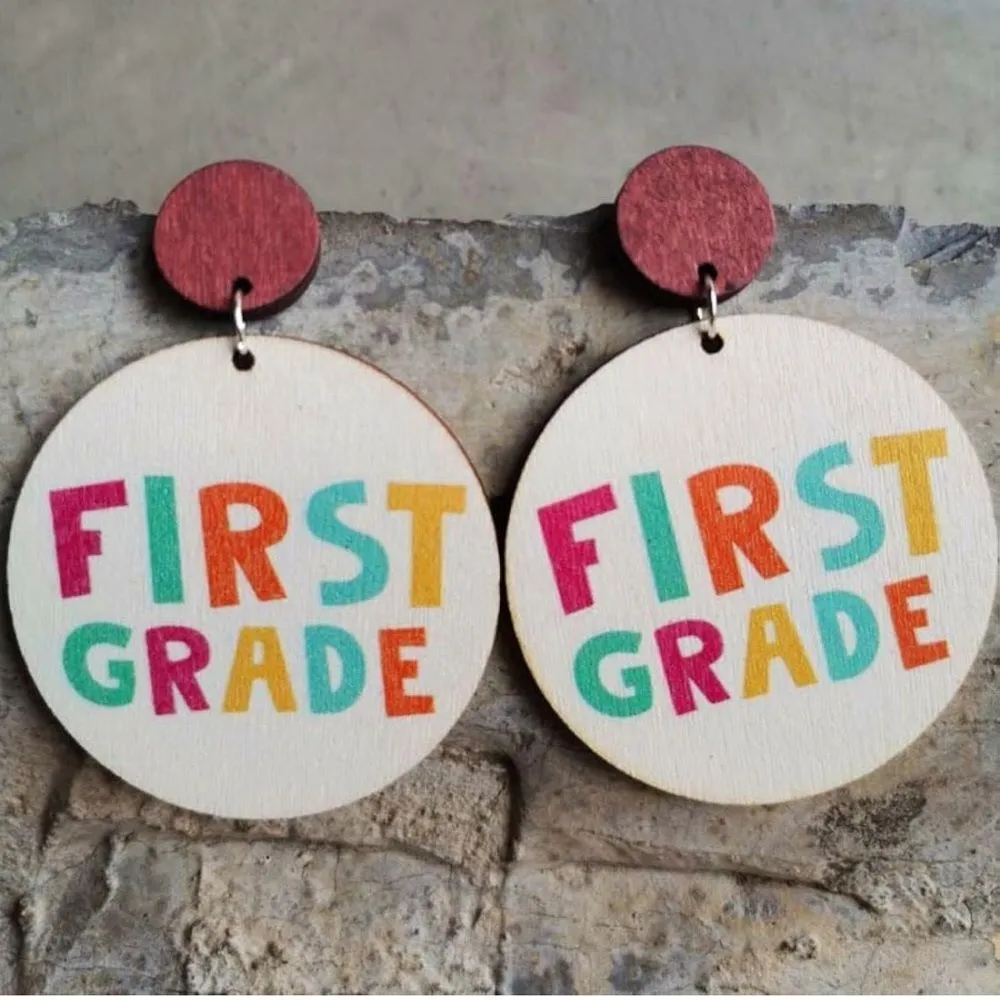 First Grade Earrings 1st Fun Teacher Back to School Drop Dangle Students Gift OC - Image 2
