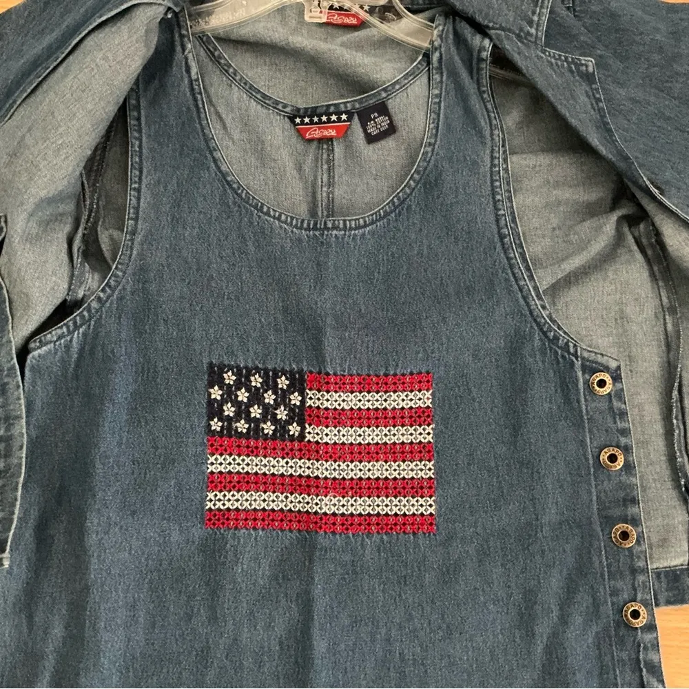 Vtg 2 pc denim maxi dress & jacket AGAPO floral embroidery bohemian cottagecore Blue Size undefined - Image 8