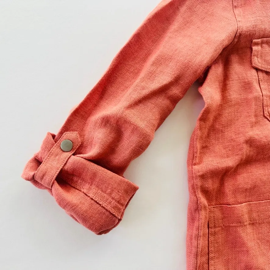 C&C California Linen Shacket Salmon Orange Medium Lightweight Long Sleeve - Image 5