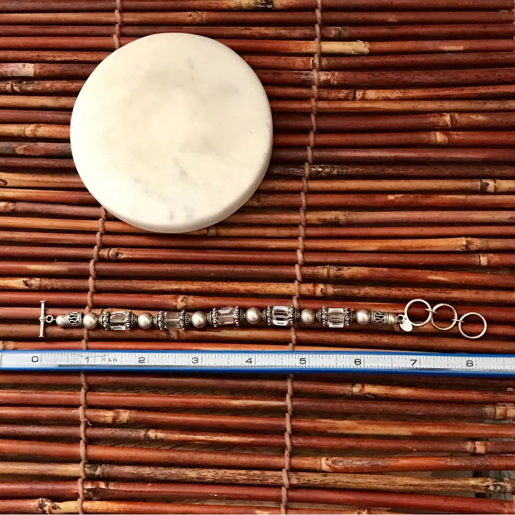 Silpada Designs .925 Sterling Silver Bead and Crystal bracelet toggle clasp - Image 4