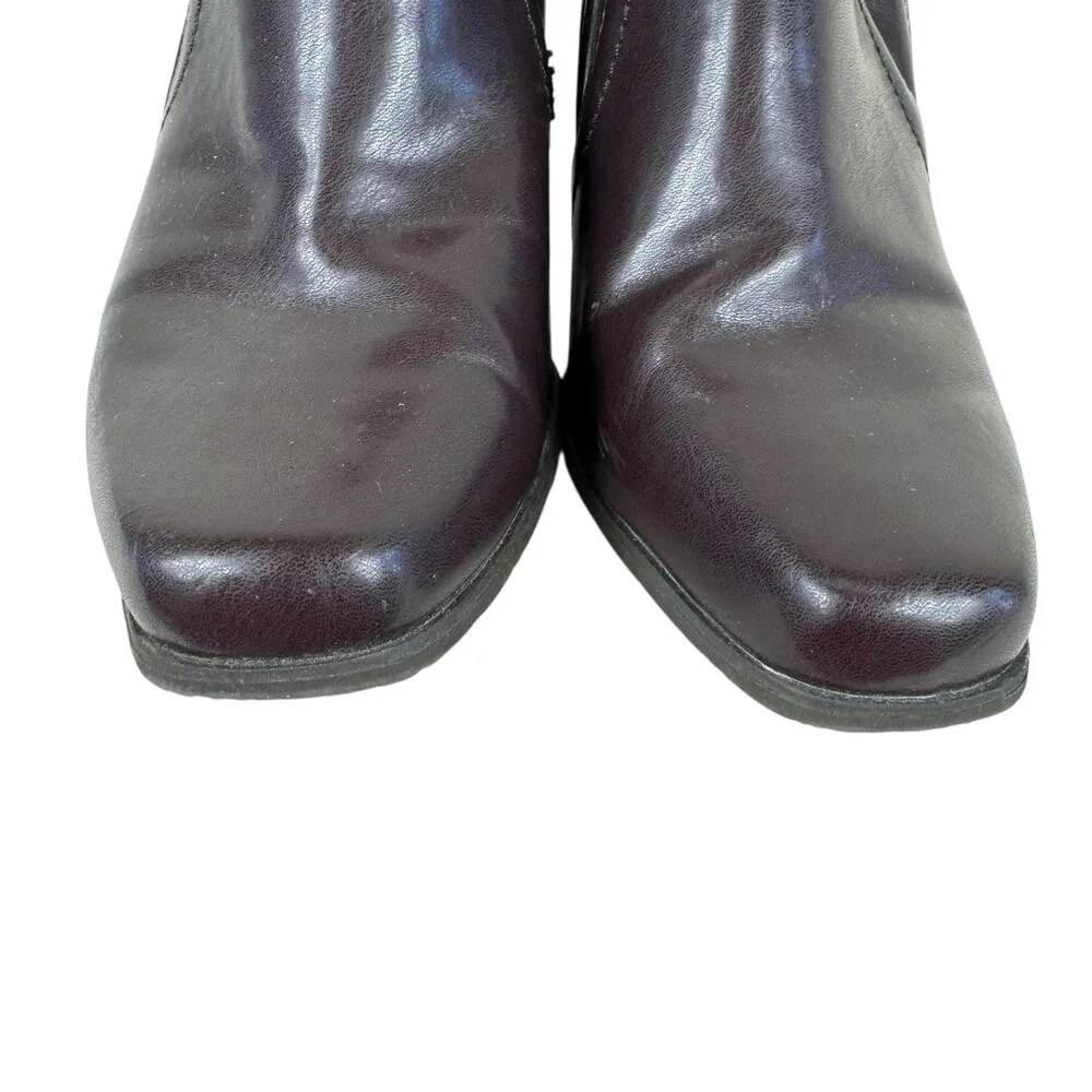 Nickels Park Brown Faux Leather Heeled Slip On Square Toe Booties Women's Size 9 - Image 3