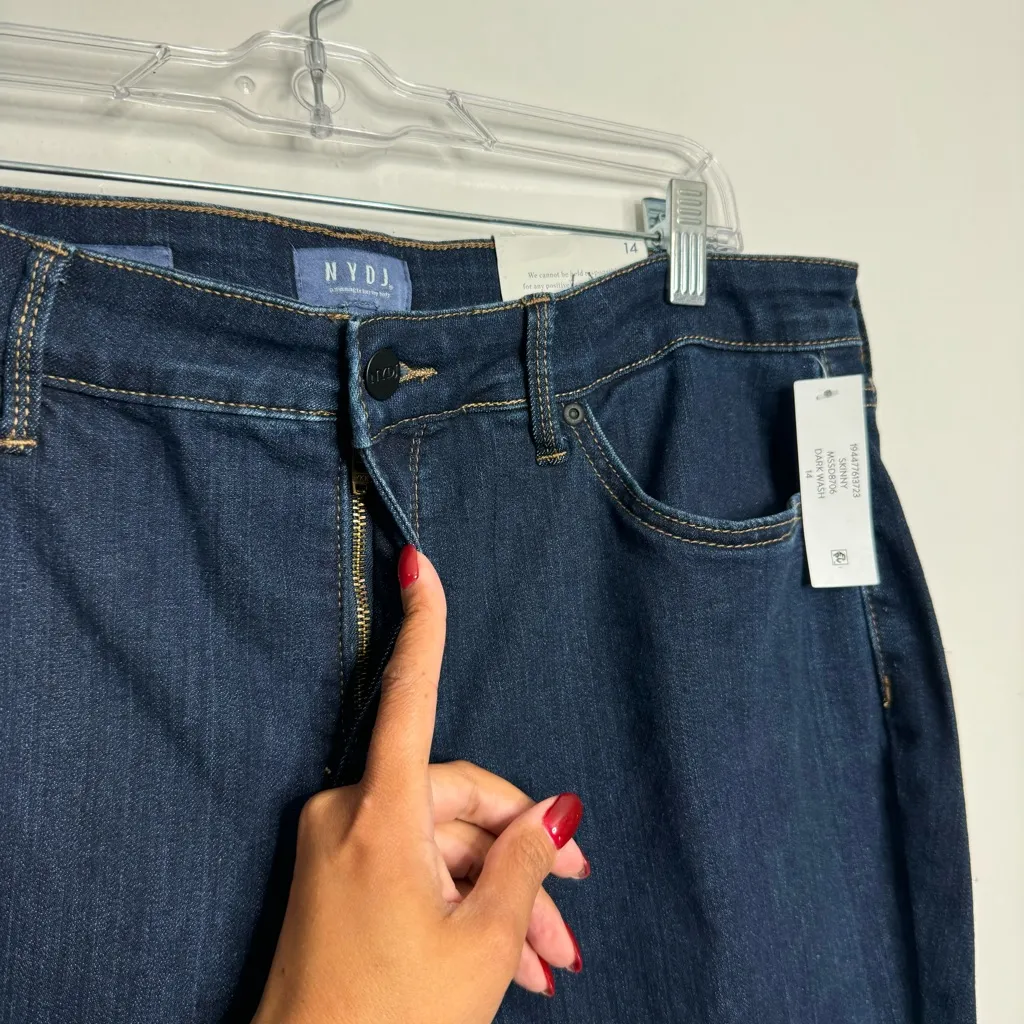 NYDJ Skinny Dark Wash Jeans Lift Tuck Technology Tummy‎ Reducer Size 14 - Image 8