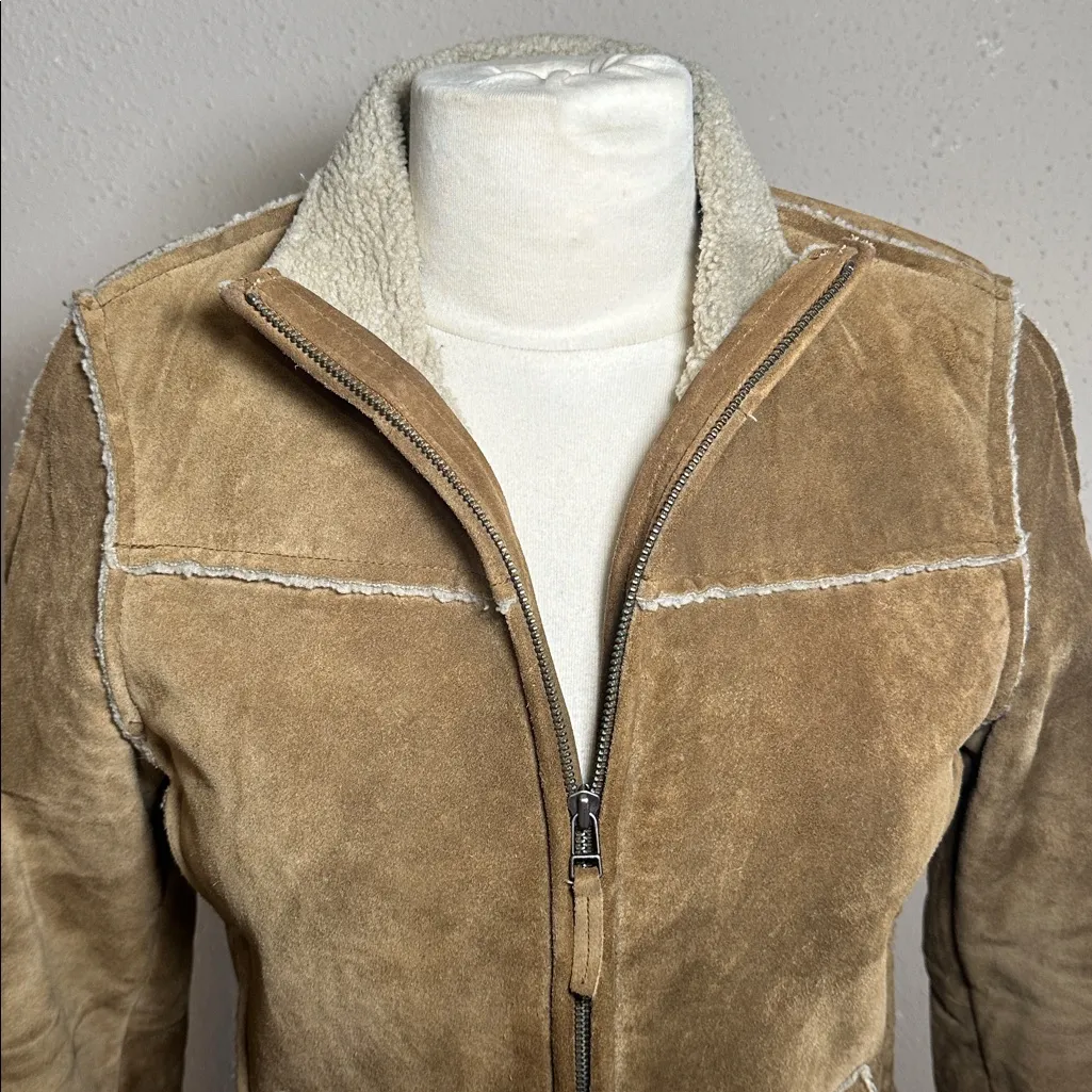Vintage GAP 2002 Y2K Camel Cognac Tan Brown Sherpa lined jacket size XS - Image 6