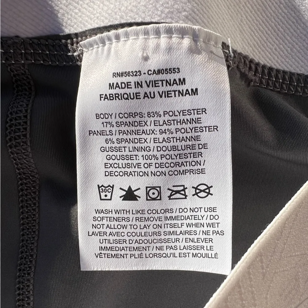 Women’s Nike Pro Dri-FIT Training Tight Crop Length Gray White Leggings Large - Image 7