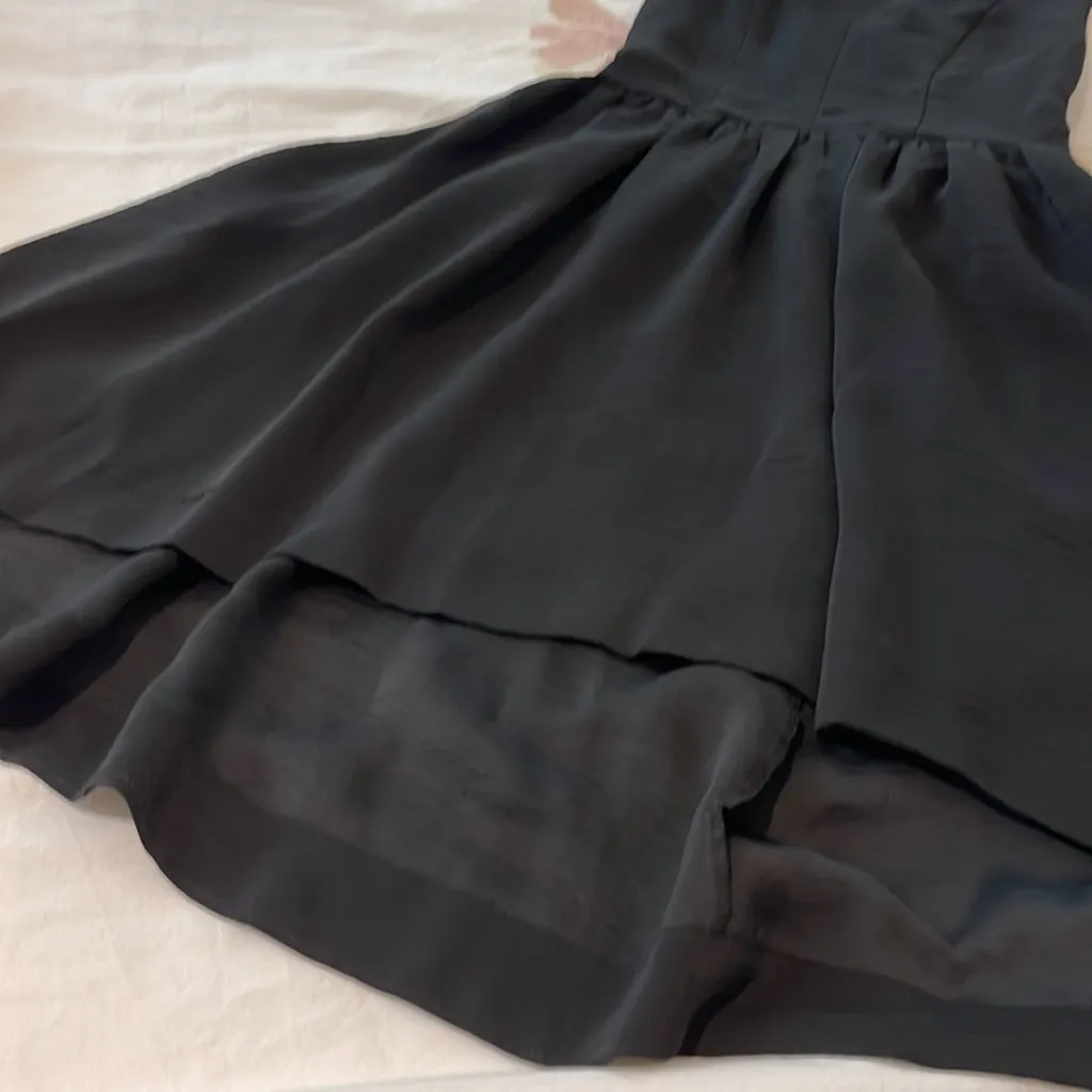 H&M Women size 2 Cocktail black dress with transparency high low skirt - Image 5