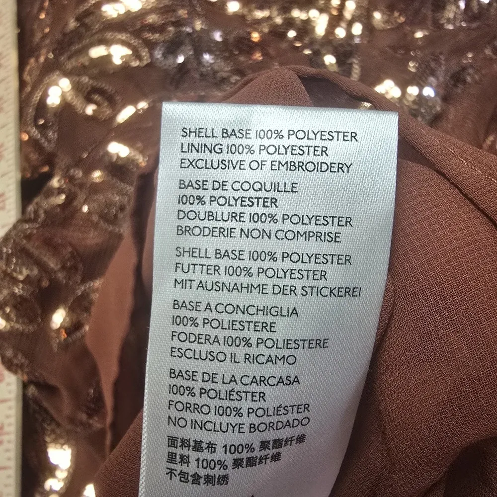 By Anthropologie Womens Size Small Burnt Orange Floral Sequin Cut Out Blouse Top - Image 6