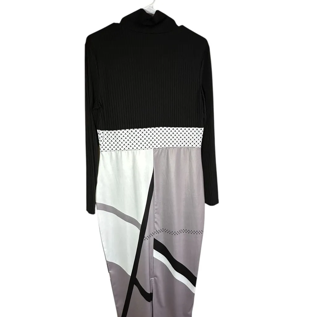 Chic Black and Gray Midi Skirt Size XL - Image 2