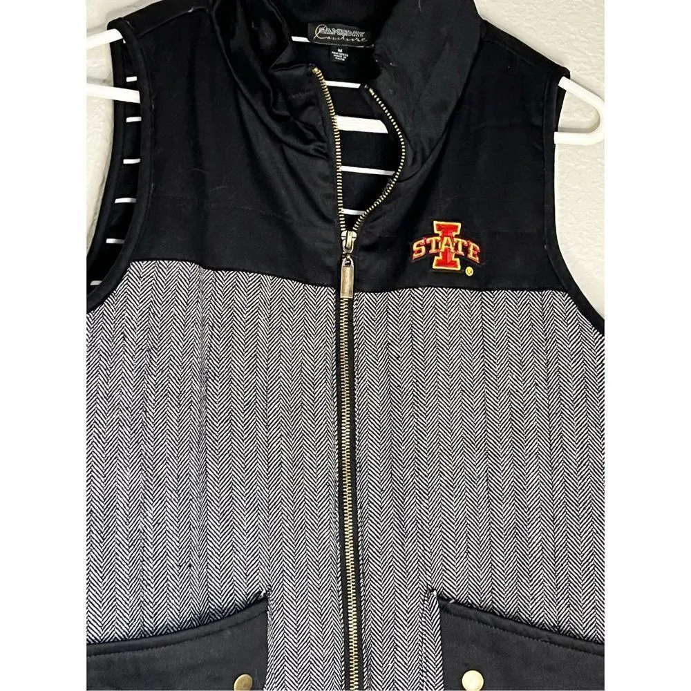 Iowa Hawkeyes Vest Women’s m Black White Gray Gameday Couture padded puffer Size M - Image 2