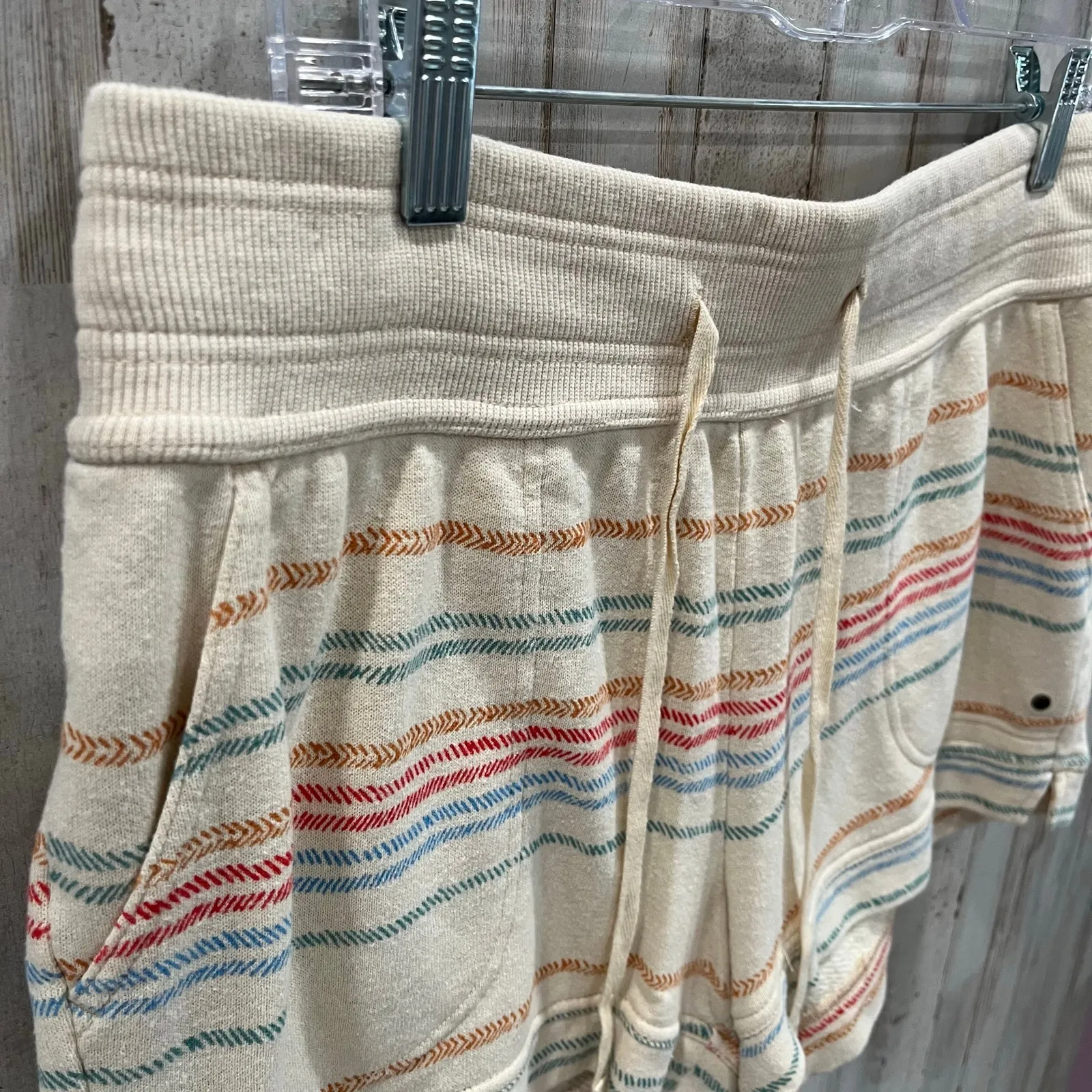 PRANA Women’s Cozy Up 3″ Shorts Stripe Hemp Blend Lounge Womens Large - Image 4