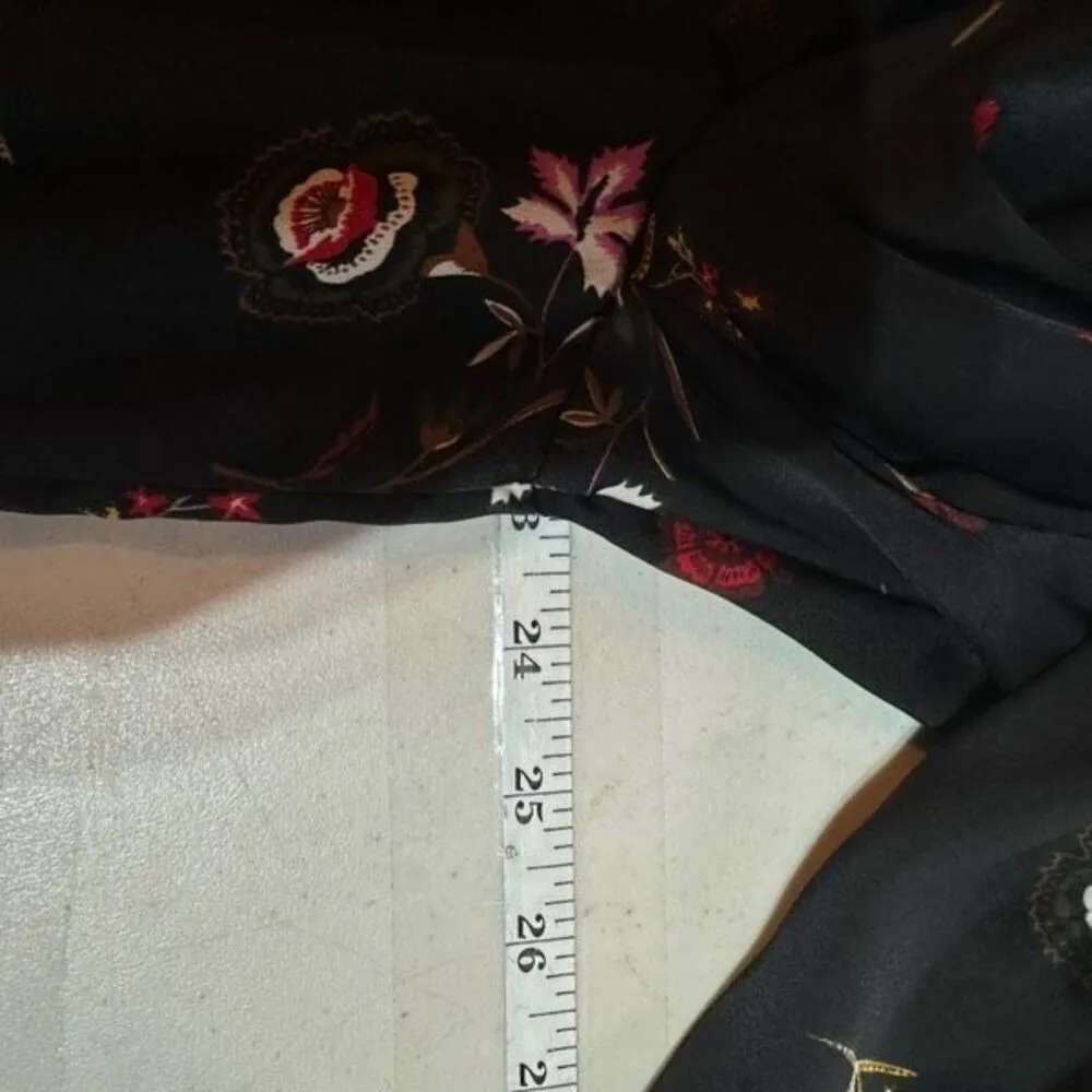 Old Navy Womens Floral Long Sleeve Velvet Trim Peasant Swing Dress Black Size XL - Image 13