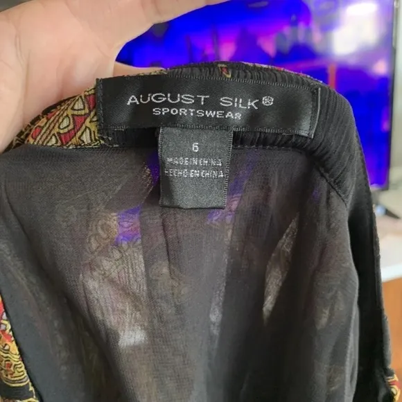 August‎ Silk Women Black Casual Skirt 6 Floral spring summer - Image 5