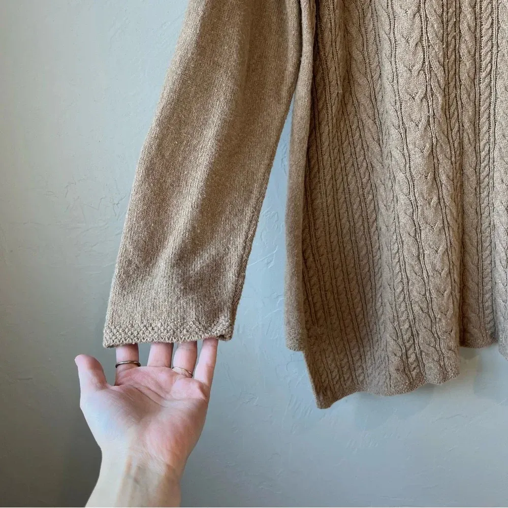 J.Jill‎ Cable Knit Sweater Brown A Line Classic Minimalist Boho Costal Grandma Size XL - Image 5