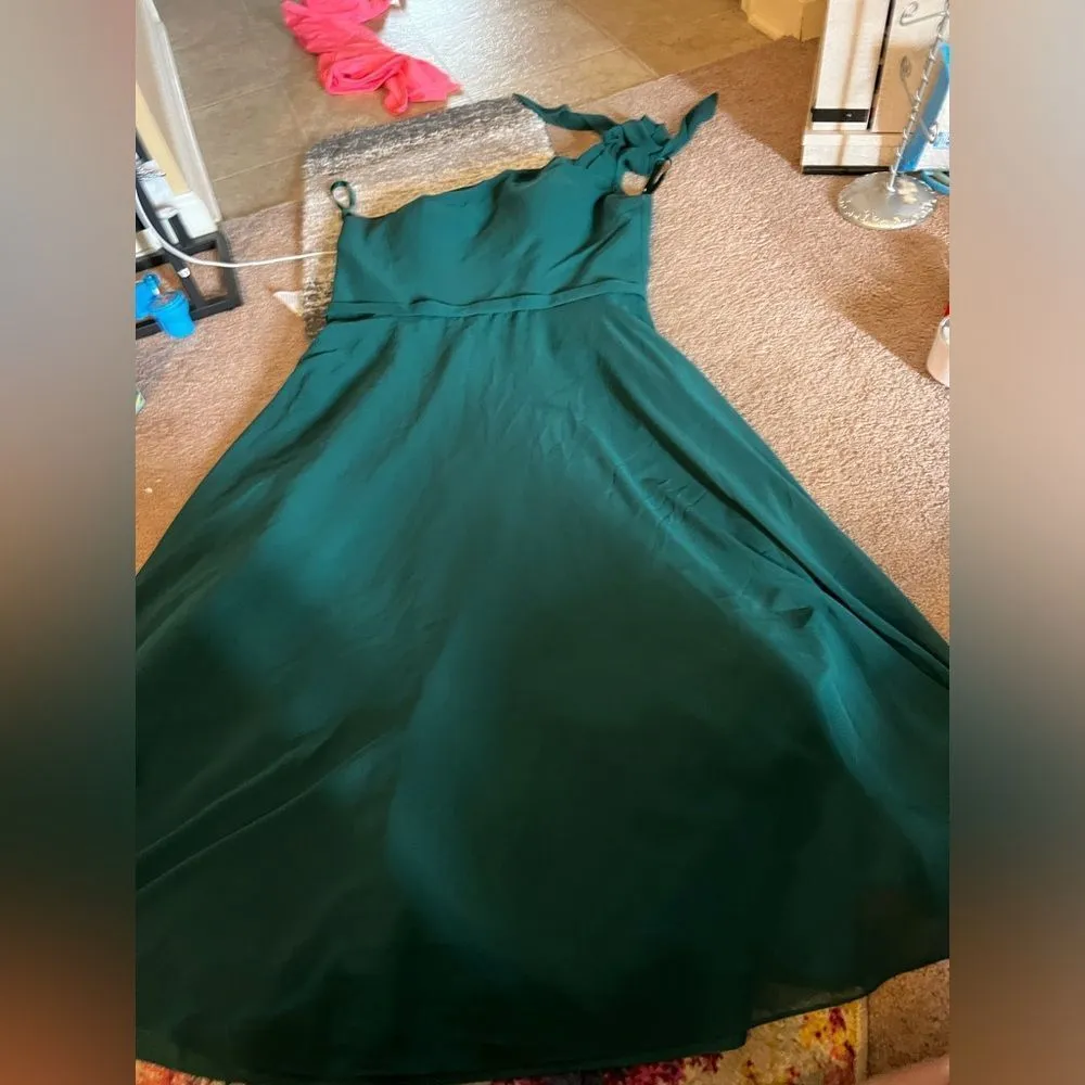 Morilee by Madeline Gardner green emerald one shoulder dress 16 - Image 5