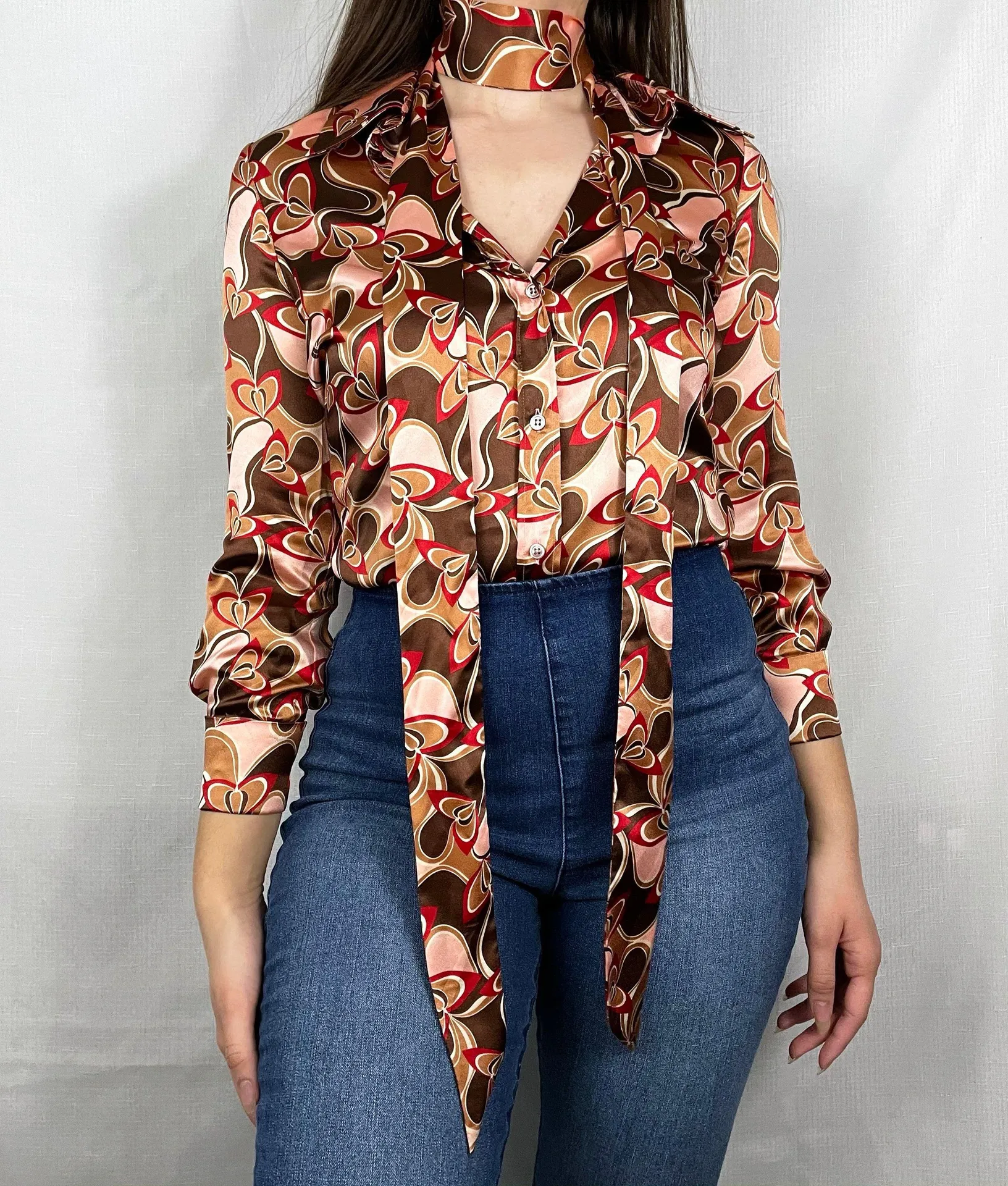 Tibi Vintage Y2K  Silk Scarf Button Up Blouse - Image 2