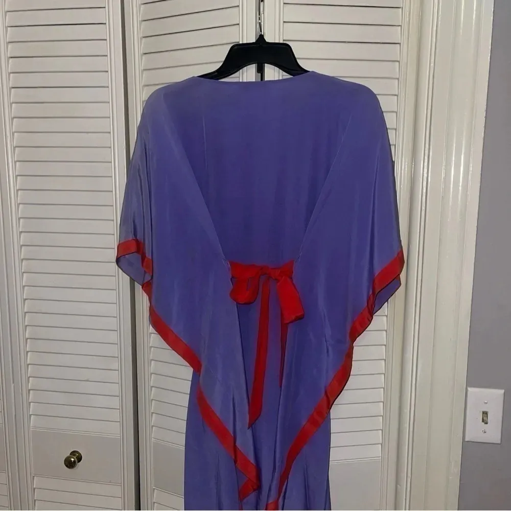 Megan Park England Silk Dress Womens Size 2 Intricate Beading Detail Purple - Image 4