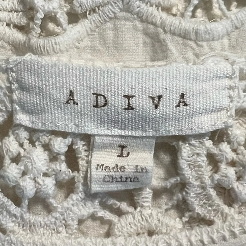 Adiva Womens Cottagecore Boho Lace Crochet Top Size L Romantic Festival White Size L - Image 8