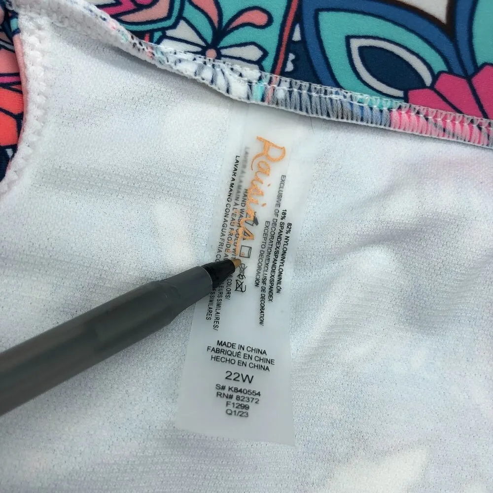 Raisins Trendy Plus Size Island Tummy-Control Bikini Bottoms Blue Pink 22W - Image 5