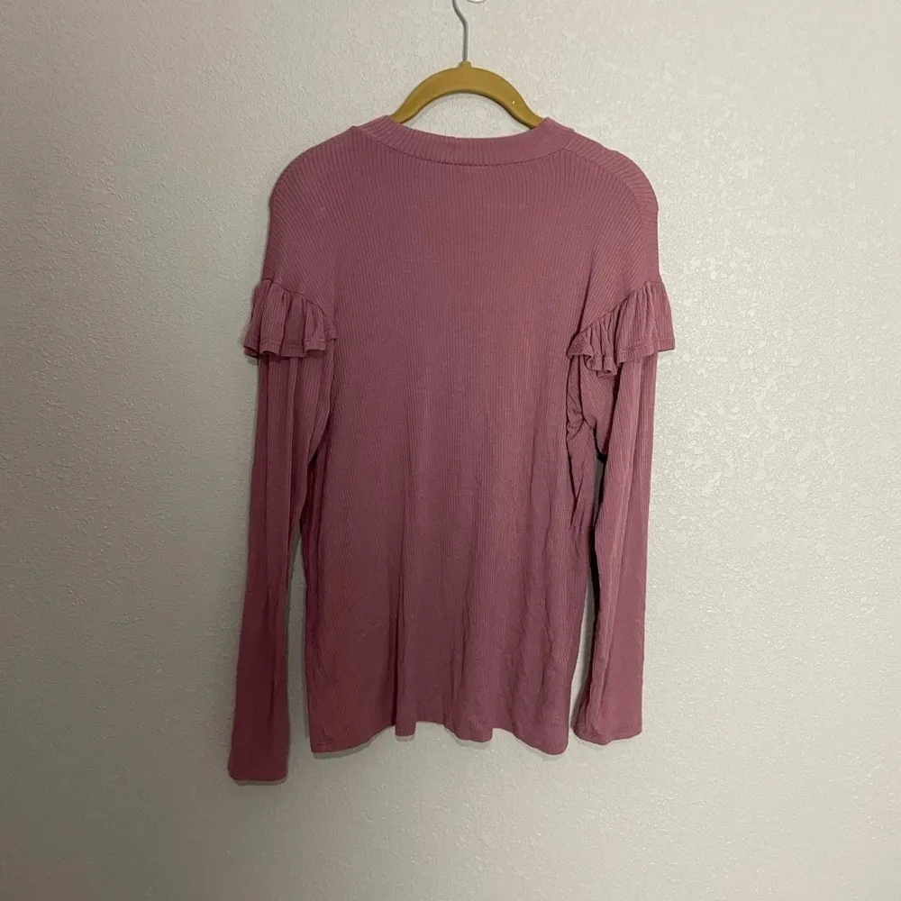 Roolee Pink Ruffle Long Sleeve Top Small - Image 5