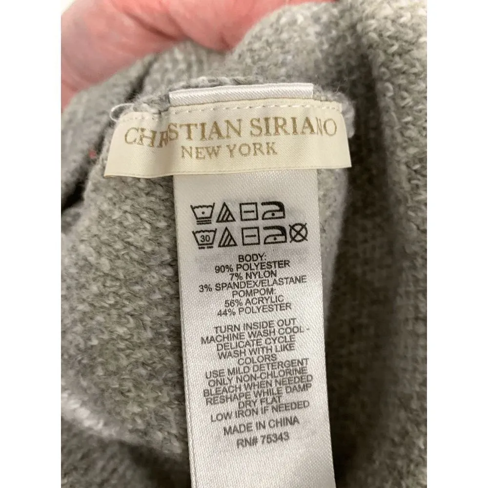 Christian Siriano Pom Beanie Hat Winter Jacquard Stretchable Gray White One Size White - Image 3