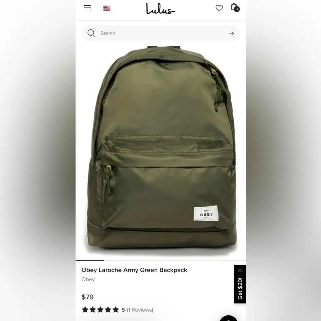 Obey Laroche Army Green Backpack w/Gold Tone Hardware EUC - Image 15