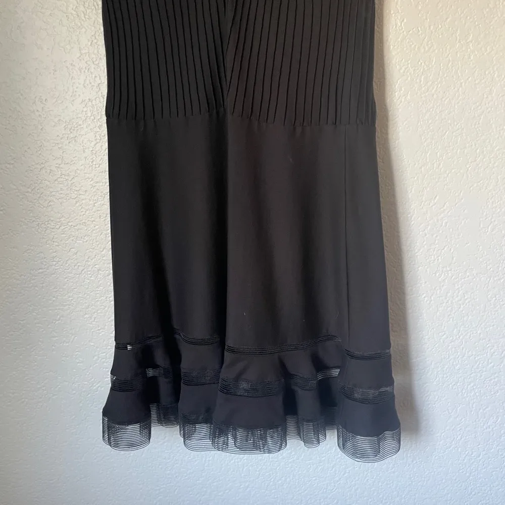 TADASHI SHOJI Black Illusion Mesh Striped Dress - Image 8