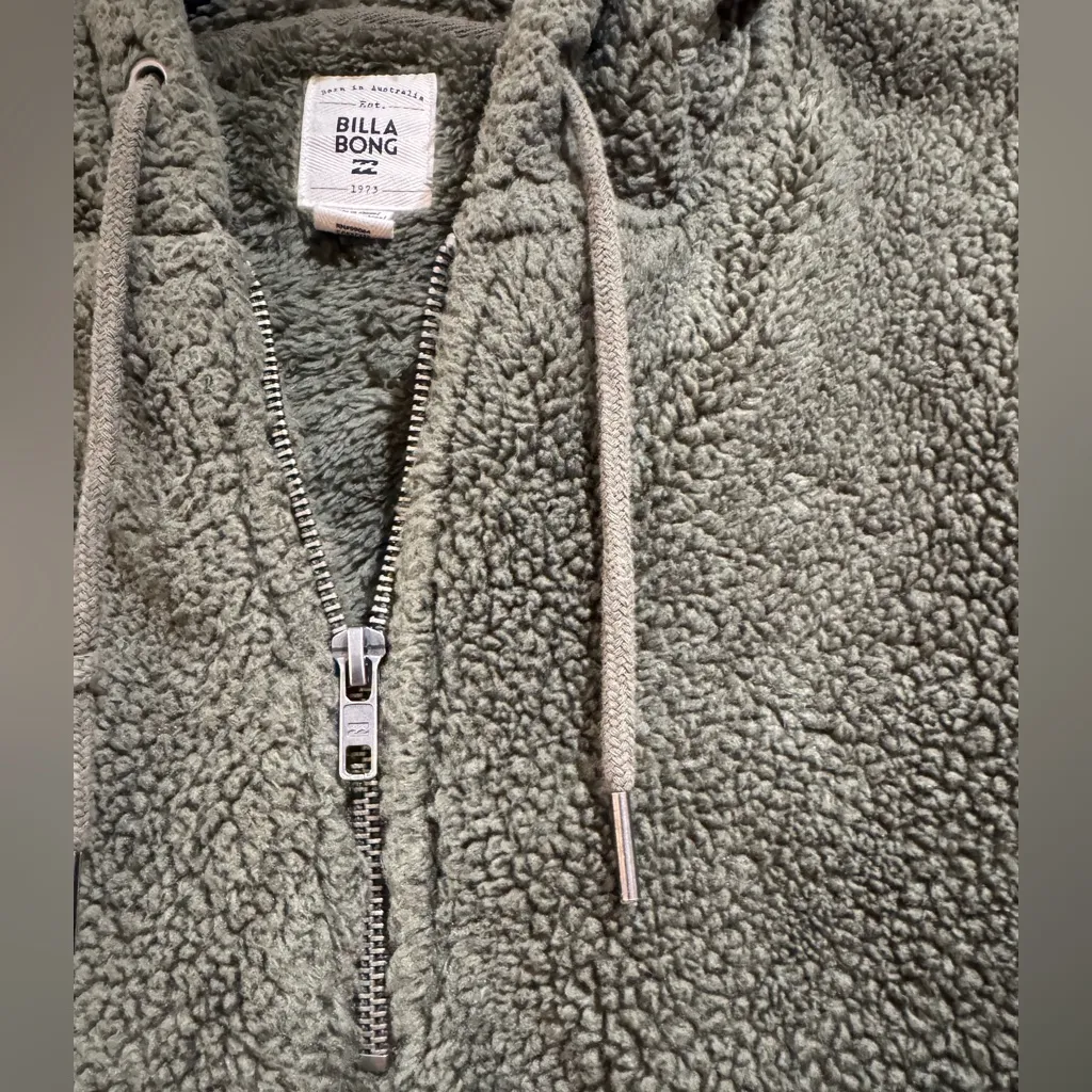 Billabong Cozy Olive Green Sherpa Hoodie - Image 7