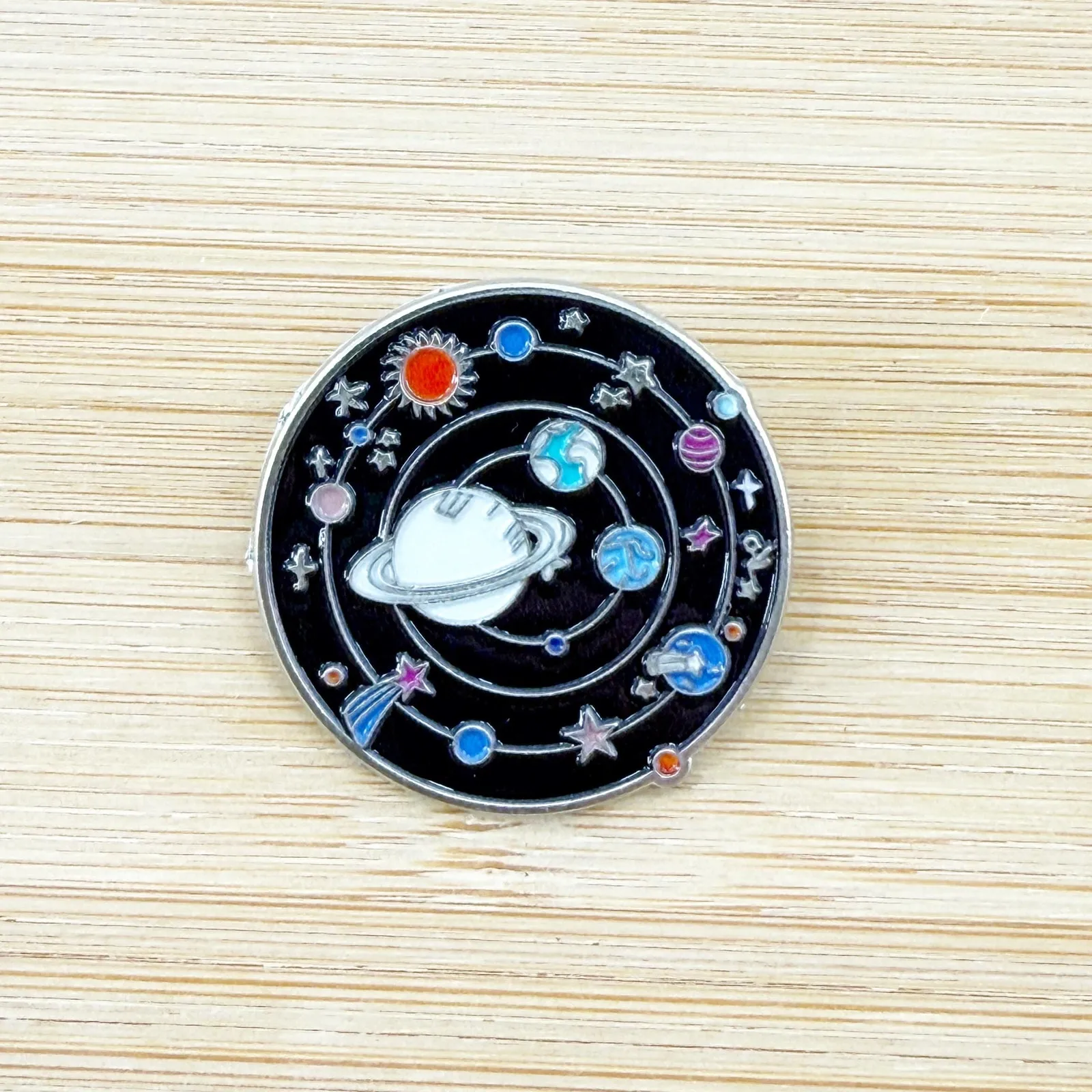 Space Galaxy Enamel Pin, Astronomy Enthusiast Pin Badge Black - Image 4