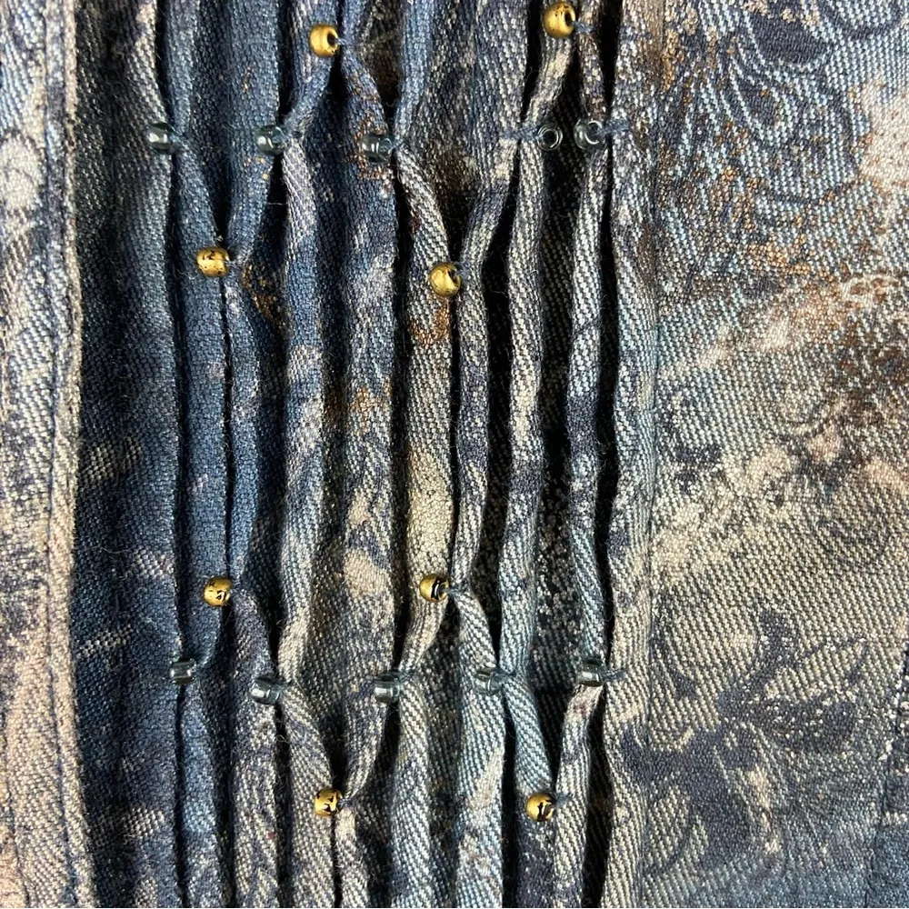 Navy and Gray Floral Paisley Beaded Long Sleeve Jacket Size 12P - Image 6