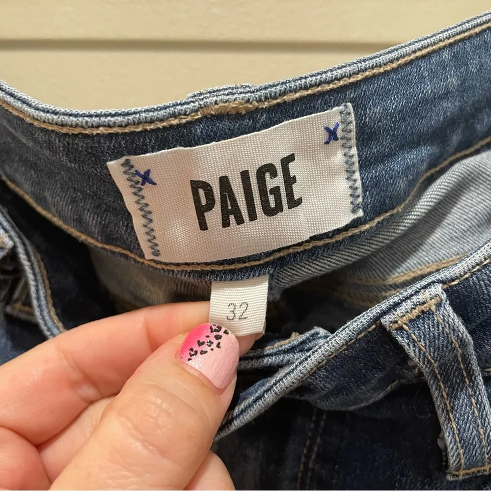 PAIGE Hoxton Crop Side Leopard Stripe Jeans Size 32 - Image 9