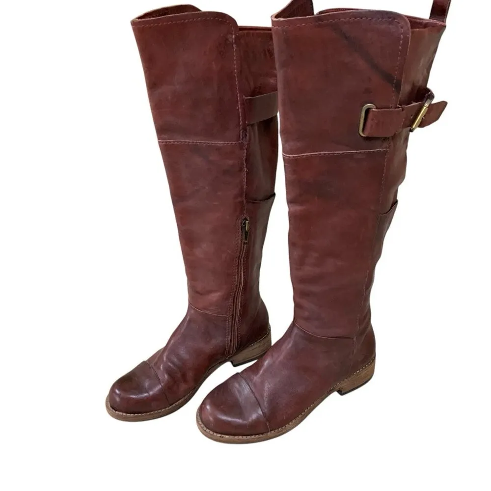 Belle Sigerson Morrison Leather Knee High Riding Boots Buckle Strap Equestrian 6 Brown - Image 3