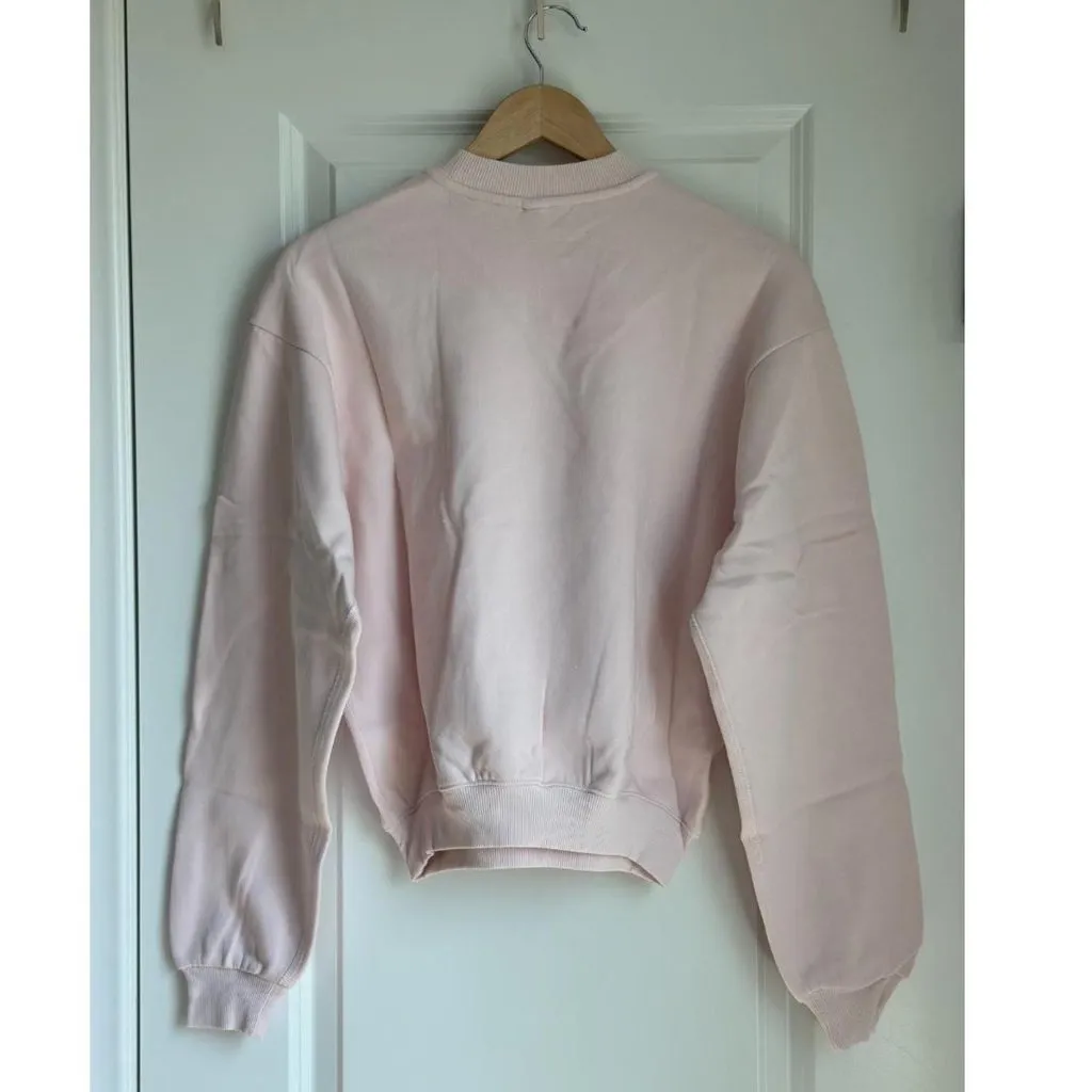Skims Cotton Fleece Classic Crewneck in Barely Pink, Size X-Small - Image 9