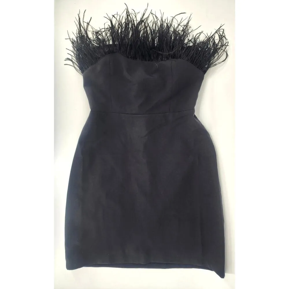 Sam Edelman Black Feather Top Strapless Mini Dress Women's Size 8 - Image 10
