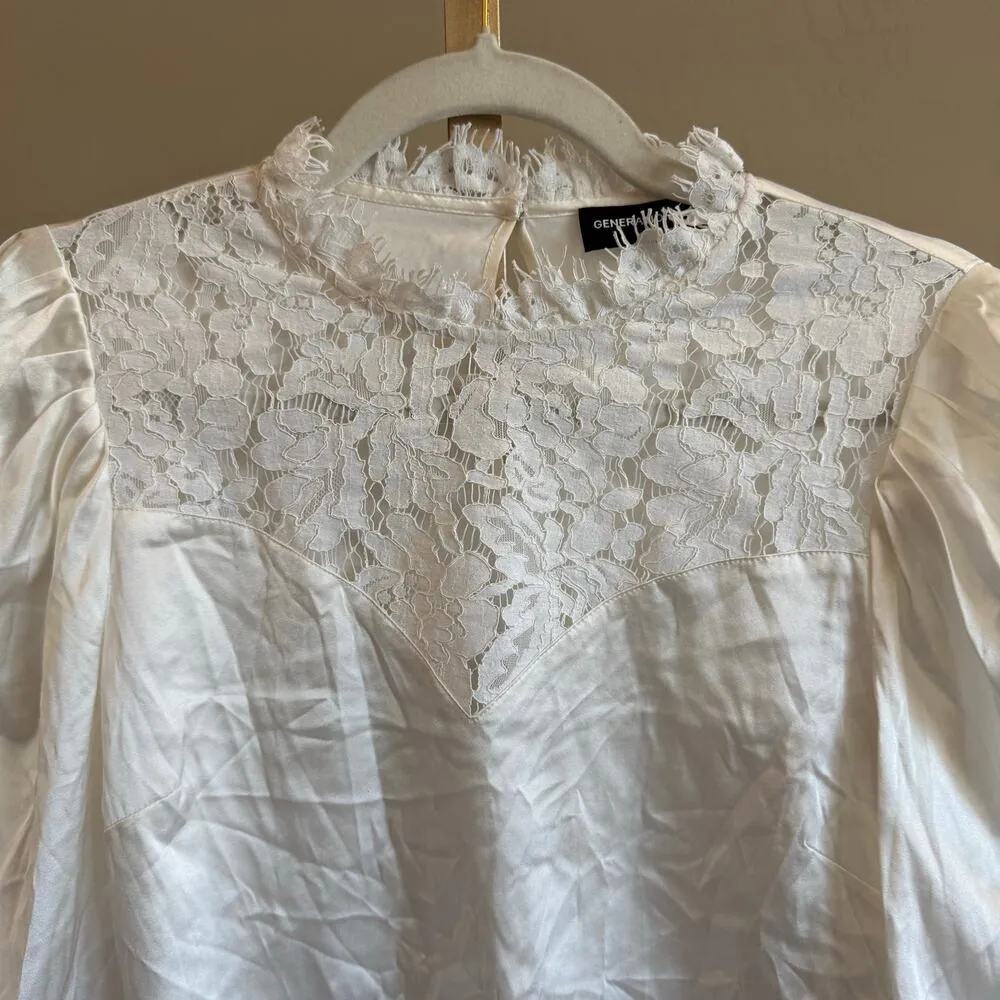 Generation Love Libby Lace Combo Blouse NWOT White Approx. Size S MSRP $285 - Image 3
