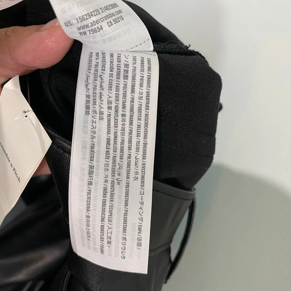 Abercrombie & Fitch Black Vegan Leather High Rise Skinny Pants Size 14 NWT - Image 7