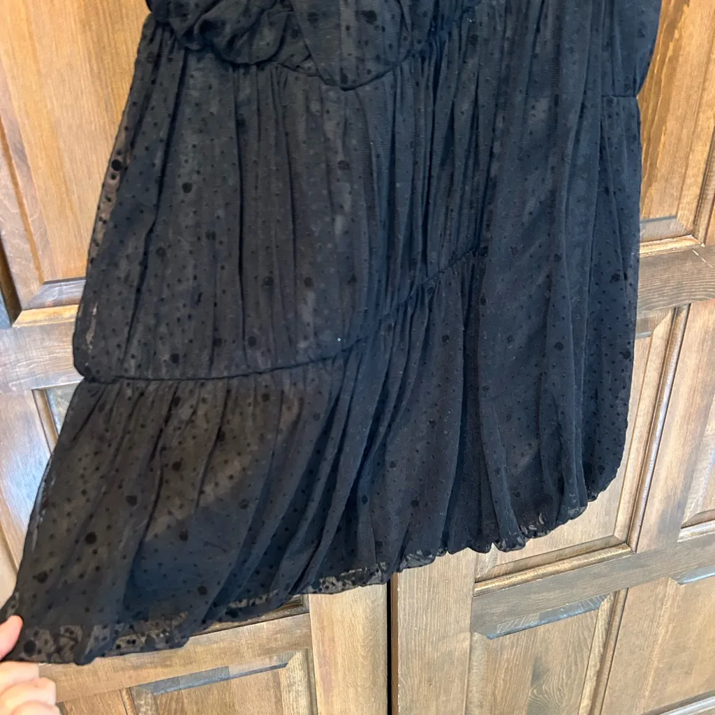 Marc Jacobs Dress Little Black Lace Ruched Origami Asymmetrical Pleats Poufy 0 - Image 5