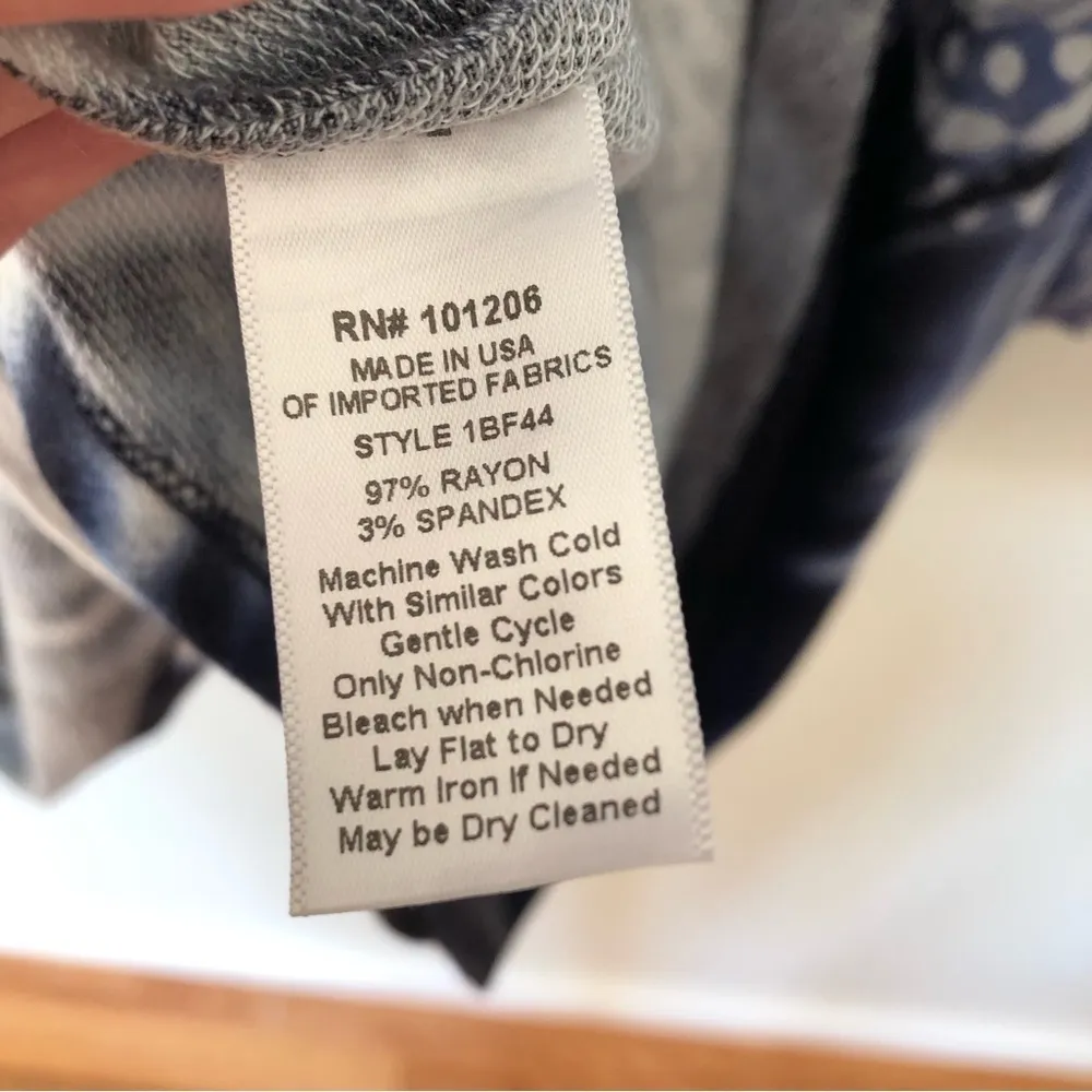 Soft Surroundings Cardigan Open Front Lightweight Paisley Tie Dye Blue White OS - Image 6