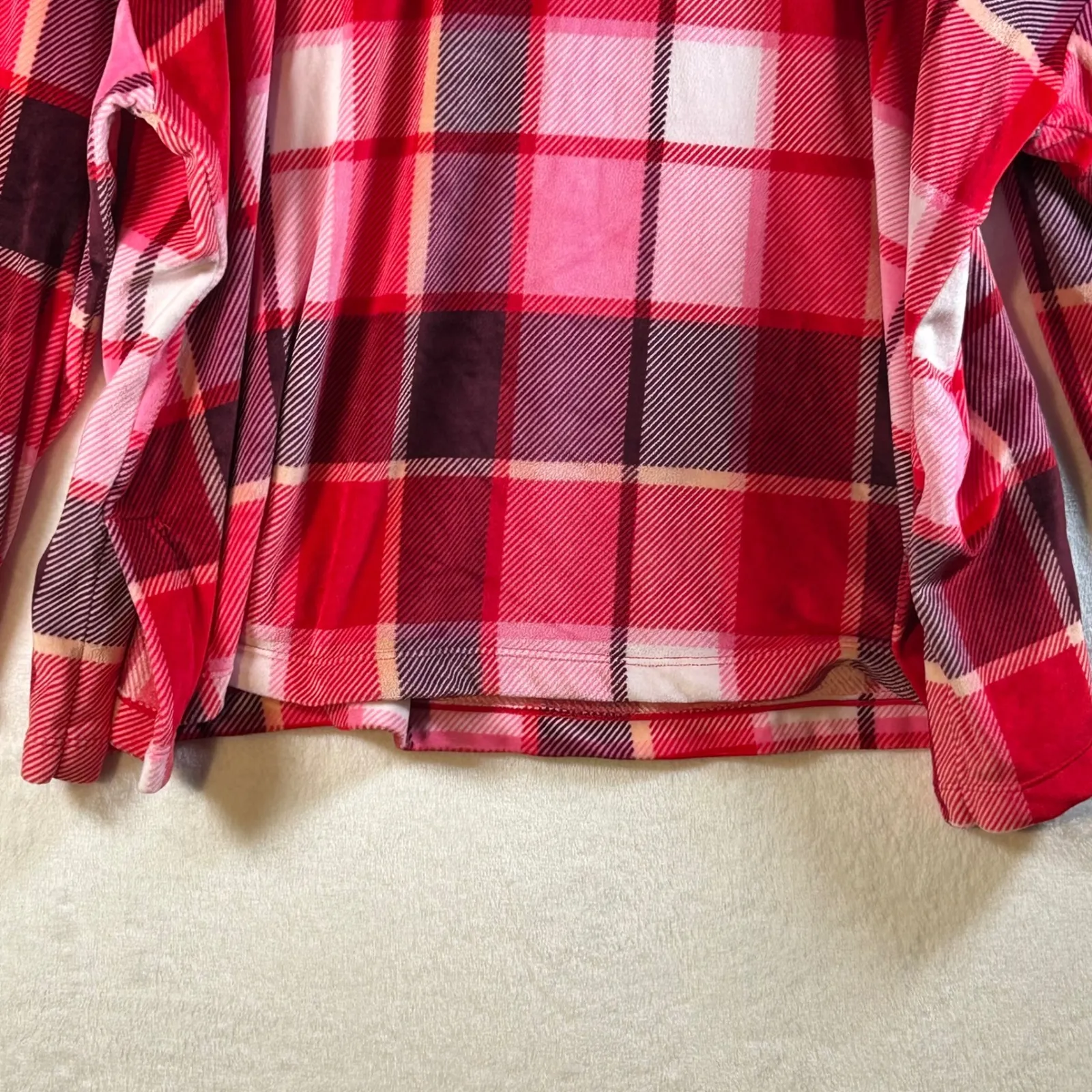 Joy Lab Women's 3X Plaid Pajama Set Long Sleeve Top Pants Red Pink Cozy - Image 8