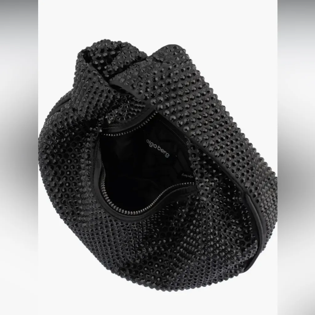 Juliana Crystal Top Handle Bag
Olga Berg black evening designer croissant mini - Image 3