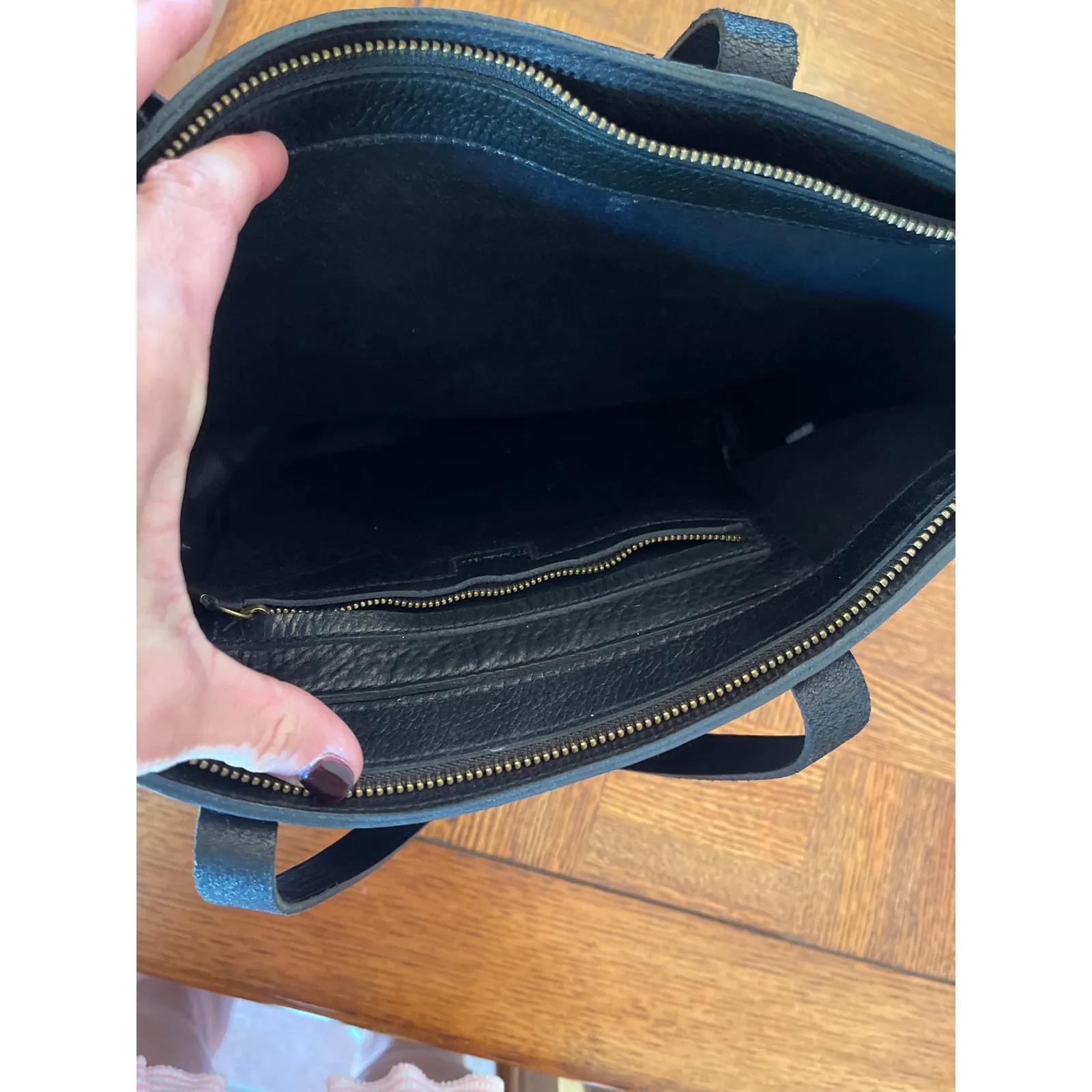 Madewell The Zip-Top Medium Transport Leather Tote Black - Image 6