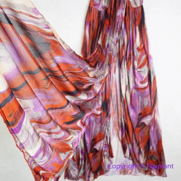 New! Free People Siren Maxi Top‎ Lace Trim Straps Slit Marble Red Purple Gray, M - Image 7